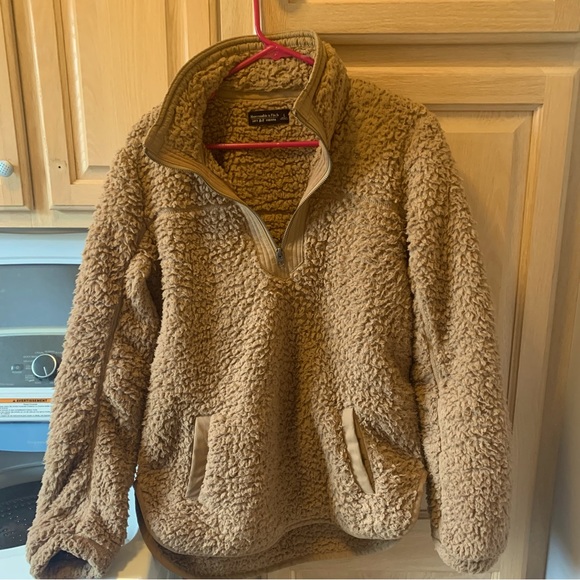 Abercrombie and Fitch Soft A&F Quart Zip Sherpa Pullover Large - Picture 7 of 10
